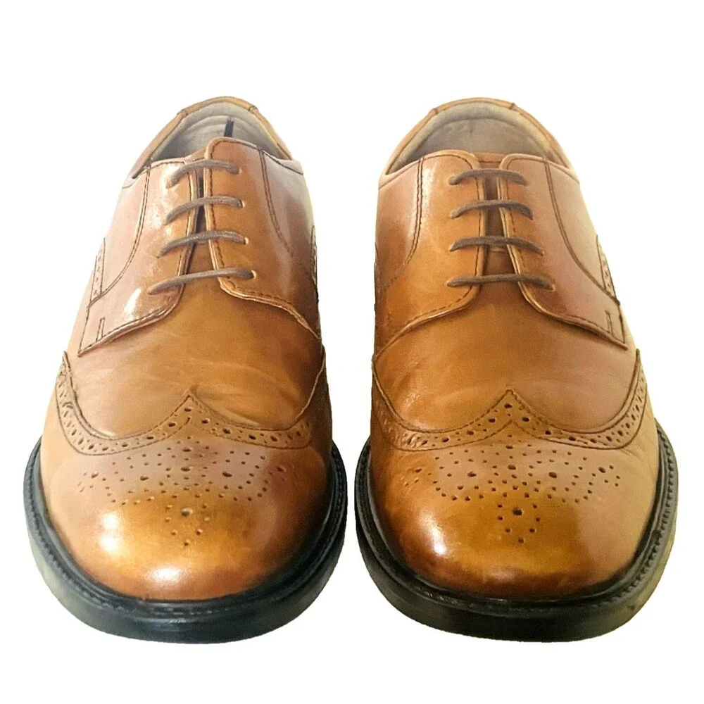 Johnston Murphy Wingtip Shoes 1862 Brogue 11.5 Mens Derby Tan Brown India Preppy